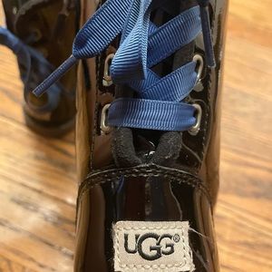 Girls Black Patent Ugg Boots